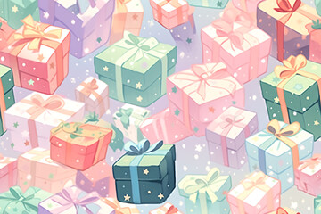 seamless texture with the image of holiday gift boxes