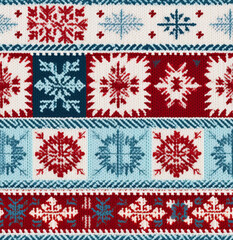 A Winter Patchwork with Christmas Snowflakes, Seamless Pattern. High quality illustration