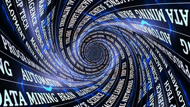 ARTIFICIAL INTELLIGENCE Keywords, Background, Animation, Loop, 4k
