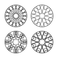Set of Abstract Decorative Radial Circle Patterns.