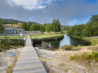 Naklejka premium River beach in Albergaria da Serra, in Serra da Freita Arouca Geopark, in Portugal