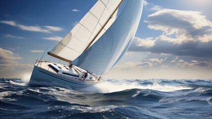 Yacht Sailing: Navigating the Wind and Waves on a Complete Course with Flapping Sails, Sleek Ropes, and Sliding Sheets