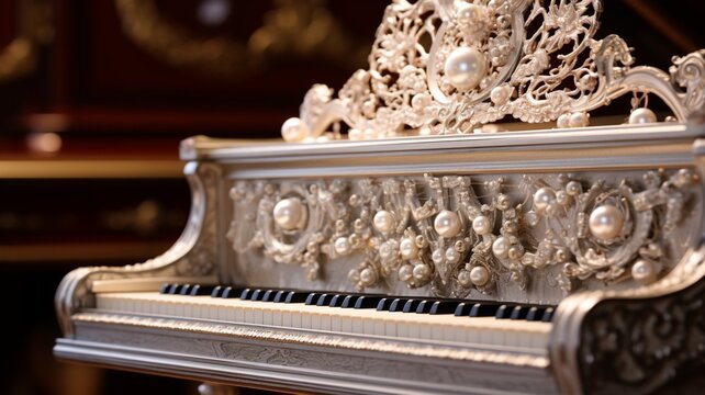 Piano encrusted with pearl side view vignetting Ai generated Beautiful Photo