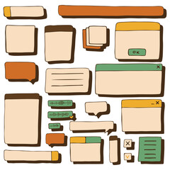 Fototapeta na wymiar Retro pc elements, user interface, operating system, windows, icons in trendy retro style, modern stickers. old computer ui elements dialog boxes vector set. Illustration 90s. Vector illustration