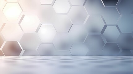 Modern white & silver stage platform geometric perfect hexagon background for PowerPoint slides and websites with low opacity - obrazy, fototapety, plakaty