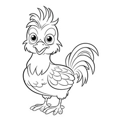 Animals coloring book alphabet isolated on white background vector cartoon rooster