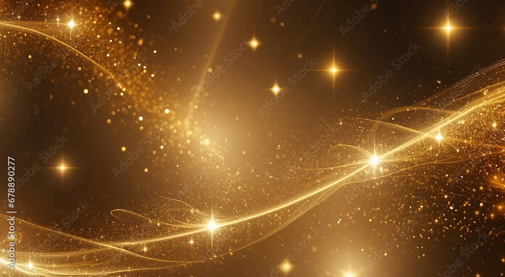 Poster a shimmering beauty of a golden glitter light abstract background, with intricate patterns and mesme