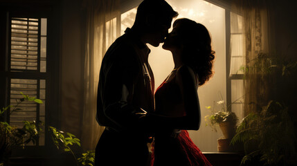 photo of the silhouette of a couple kissing
