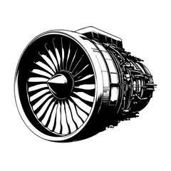 Airplane Jet Engine Vector Logo Art - obrazy, fototapety, plakaty