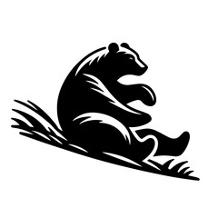 Bear Rolling Down a Grassy Hill Vector Logo Art
