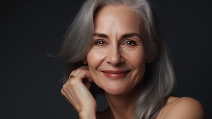 Adult woman with smooth healthy face skin