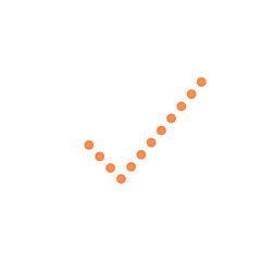 Checked sign made of orange dots. User interface sign design. Vector illustration.