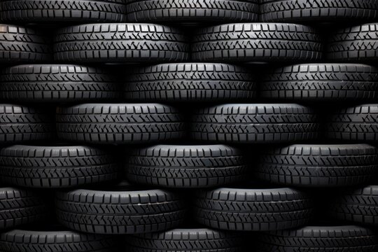 Wheel Symphony: A background filled with an assortment of tires forms a rhythmic and harmonious composition, showcasing the beauty in everyday objects