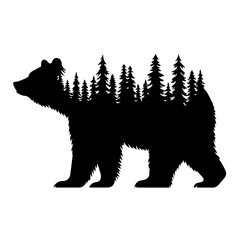 Grizzly Bear In A Forest Vector Logo Art - obrazy, fototapety, plakaty