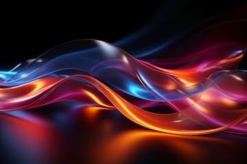 Abstract colorful neon glowing light background. AI generative