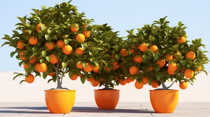 Pot small orange fruit trees high resolution Beautiful Ai generated art