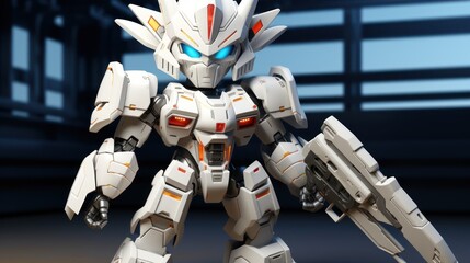 Fototapeta premium Cartoon toy white tiger robot .UHD wallpaper