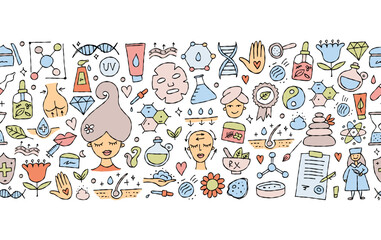 Cosmetology health and Skin care. Seamless pattern background for your design