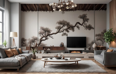 Photography of a contemporary interior design of a living room