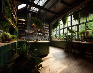 Interior Plant Filled Kitchen