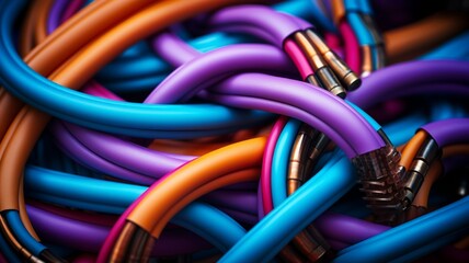 Background of multicolored wires, macro