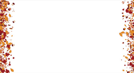 October Vector Background with Golden Falling Leaves. Autumn Illustration with Maple Red, Orange, Yellow Foliage. Transparent Background. Vector illustration