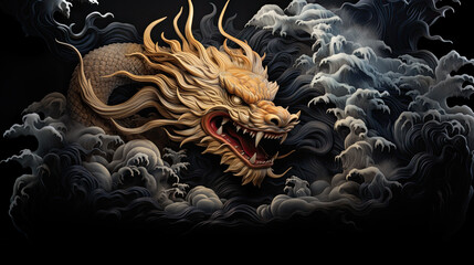 Drawing of Asian dragon