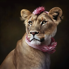 Female lioness In Pink