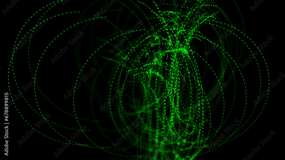Poster destructed style structure with lines. mesh space and particles. global digital futuristic technolog