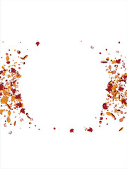 Round frame Background material designed with autumn leaves, branches, berries, fruits, mushroom. Vector illustration