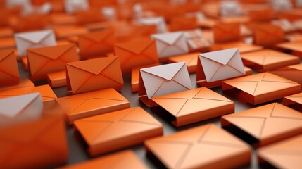 Bright Orange Envelope Email Symbols - obrazy, fototapety, plakaty