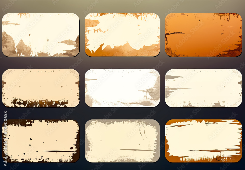 Aufkleber set of different colored grungy banners with different shapes and sizes.