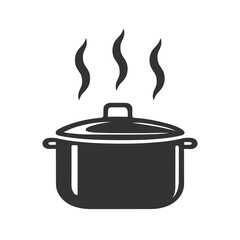 Soup pot icon. Pan sign. Cooking in pot, kitchen supply flat vector illustration.