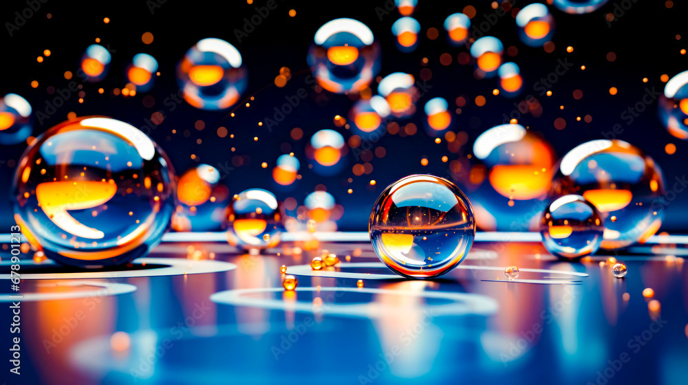 Aufkleber group of bubbles floating on top of floor next to each other.