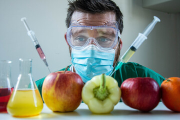 Biochemist working in farming laboratory analyzing gmo vegetable. Closeup of scientist biologist...