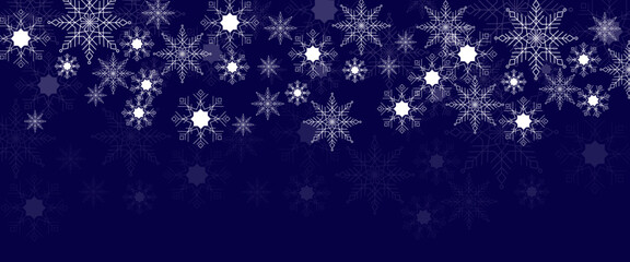 Naklejka na ściany i meble Blue and white vector winter snowflakes beautiful banner design