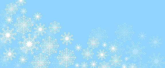 Blue and white vector snowflake banner