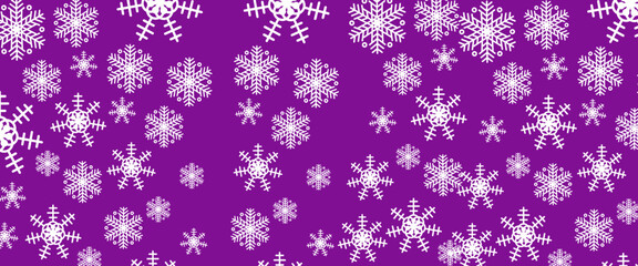 Naklejka na ściany i meble Purple violet and white vector banner design winter and happy new year with snowflakes