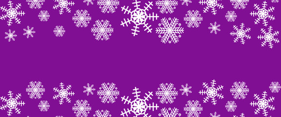 Purple violet and white vector banner design winter and happy new year with snowflakes