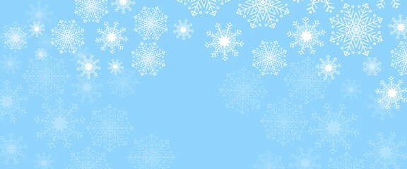 Naklejka na ściany i meble Blue and white vector snowflake banner