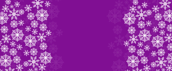 Purple violet and white vector gradient winter snowflakes banner
