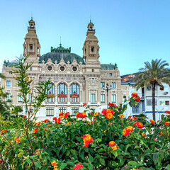 Massif de fleurs devant l'opéra de Monaco 
