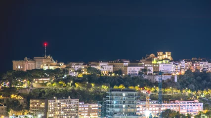 Wandcirkels plexiglas Panorama de nuit sur Monaco brillant de mille feux © Bernard