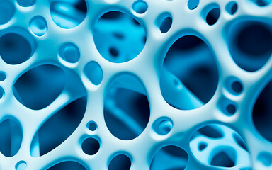Porous blue material with holes in the surface (Generative AI)