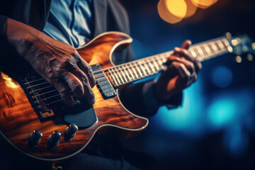 Obraz premium A close-up of a person's hands playing a musical instrument, capturing the harmony of music and skill. Concept of musical talent and passion. Generative Ai.