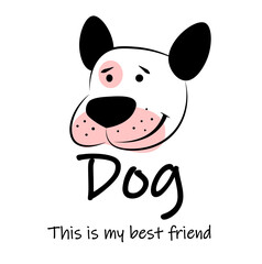 Dog in doodle style on white background