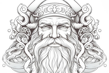 Fototapeta premium Santa Claus portrait for coloring book