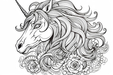 unicorn outline for coloring book