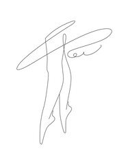 Obraz na płótnie Canvas Ballet line art of female legs. Silhouette of woman dancing feet Pointe shoes sign. Ballet shoes vector symbol in contemporary one line style