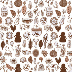 Hand drawn simple elements set. Sketch underlines, icons, emphasis, Hand drawn like kids Mother life pattern design for print including different elements of love and baby flower and kids